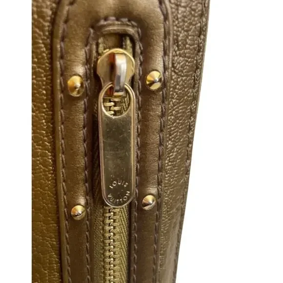 LOUIS VUITTON SUHALI Long Bronze Leather Metallic Wallet, Branded Dust Bag EUC - Picture 8 of 15